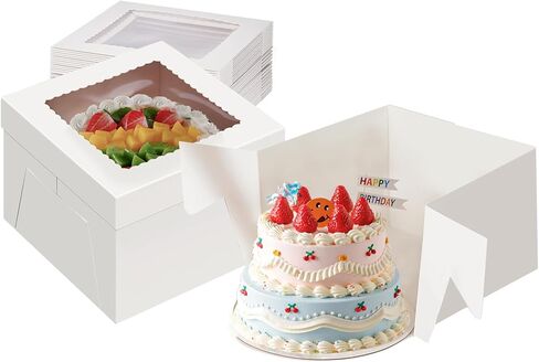 20Pack 12x12x12 Cake Boxes with Window, Tall White Cake Box Container for Multi-Tier Cakes, Desserts, and Wedding,Birthday Party, Mothers day in Saudi Arabia