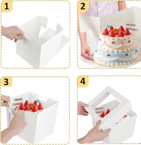20Pack 12x12x12 Cake Boxes with Window, Tall White Cake Box Container for Multi-Tier Cakes, Desserts, and Wedding,Birthday Party, Mothers day in Saudi Arabia