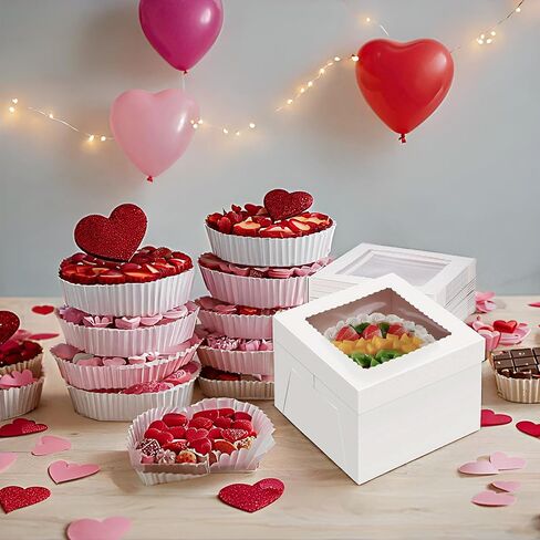 20Pack 12x12x12 Cake Boxes with Window, Tall White Cake Box Container for Multi-Tier Cakes, Desserts, and Wedding,Birthday Party, Mothers day in Saudi Arabia