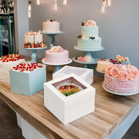 20Pack 12x12x12 Cake Boxes with Window, Tall White Cake Box Container for Multi-Tier Cakes, Desserts, and Wedding,Birthday Party, Mothers day in Saudi Arabia
