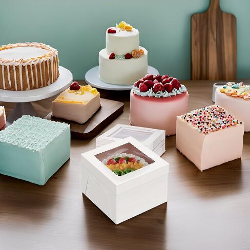 20Pack 12x12x12 Cake Boxes with Window, Tall White Cake Box Container for Multi-Tier Cakes, Desserts, and Wedding,Birthday Party, Mothers day in Saudi Arabia