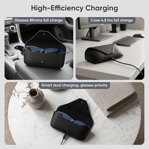 حافظة شحن محمولة لـ Ray-Ban Meta Headliner/Skyler/Wayfarer & Oakley Meta HSTN، منصة شاحن بديلة للنظارات الذكية مع مؤشر LED in Kuwait