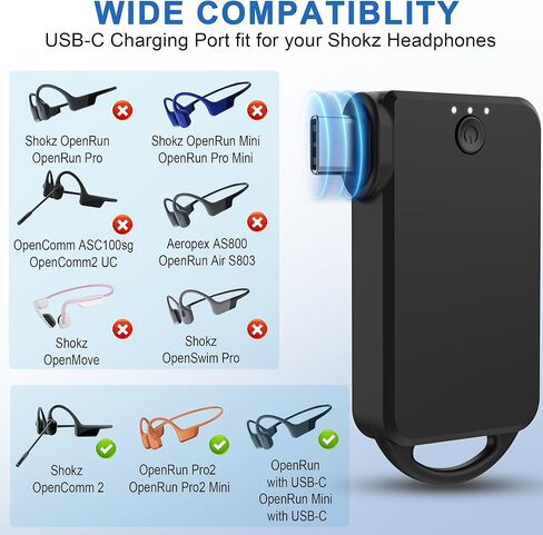 شاحن لاسلكي محمول لأحدث Shokz Openrun Pro2/Mini، OpenRun مع USB-C، OpenComm2، شاحن سماعات USB-C بديل سلك كابل شحن Shockz in Saudi Arabia