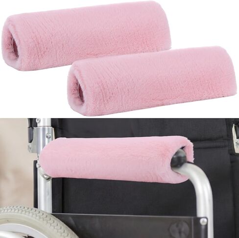 2 Pcs Wheelchair Armrest Covers Soft Fluffy Foam Wheelchair Armrest Pads Non Slip Arm Rest Cover Cushion Pad for Armchairs Office Chairs (Pink) in Saudi Arabia