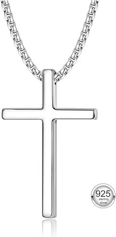 عشرة ميرو S925 الفضة الاسترليني الصليب قلادة للرجال الصلبة الفضة الاسترليني الصليب قلادة قلادة الأولاد الرجال الصليب قلادة المجوهرات الهدايا مع مربع وبطاقة عيد ميلاد الذكرى عيد الميلاد عيد الأب in Kuwait