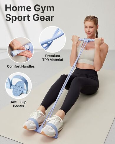 YOTTOY Pedal Resistance Band, Thick Elastic Tension Rope with Handles, Sit-Up Pull Rope Fitness Equipment for Leg, Arm, Abs, Waist, Home Gym in Saudi Arabia