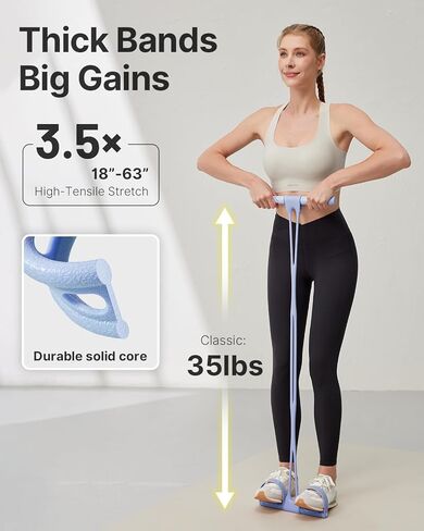 YOTTOY Pedal Resistance Band, Thick Elastic Tension Rope with Handles, Sit-Up Pull Rope Fitness Equipment for Leg, Arm, Abs, Waist, Home Gym in Saudi Arabia