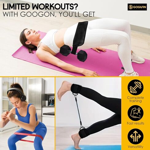 Hip Thrust Belt & Ankle Resistance Bands Set for Women – Glute Workout Kit with Padded Belt, Adjustable Ankle Straps & 5 Loop Bands – Booty Training Equipment for Home or Gym in Saudi Arabia
