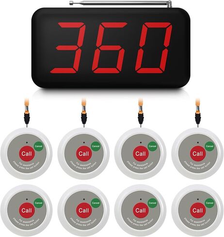 نظام جرس الاتصال اللاسلكي - 1000 قدم، 8 أزرار تنبيه للطوارئ لكبار السن، جهاز النداء لمقدمي الرعاية مع جهاز استقبال واحد للعرض لمكتب الطبيب والعيادة ومحطة الممرضات والمنزل بمساعدة المستشفى in Kuwait