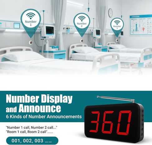 نظام جرس الاتصال اللاسلكي - 1000 قدم، 8 أزرار تنبيه للطوارئ لكبار السن، جهاز النداء لمقدمي الرعاية مع جهاز استقبال واحد للعرض لمكتب الطبيب والعيادة ومحطة الممرضات والمنزل بمساعدة المستشفى in Kuwait