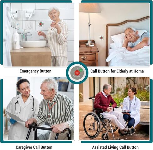 نظام جرس الاتصال اللاسلكي - 1000 قدم، 8 أزرار تنبيه للطوارئ لكبار السن، جهاز النداء لمقدمي الرعاية مع جهاز استقبال واحد للعرض لمكتب الطبيب والعيادة ومحطة الممرضات والمنزل بمساعدة المستشفى in Kuwait