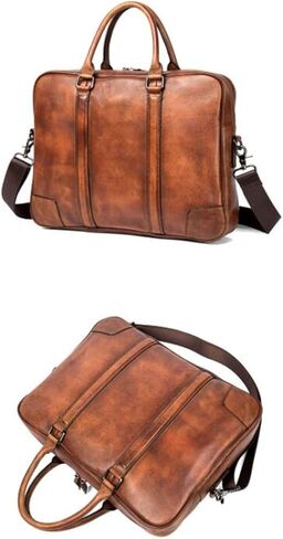 Genuine Leather Laptop Bags Mens Handbags Carrying Cases Messenger Shoulder Bags Luggage Briefcases in Saudi Arabia