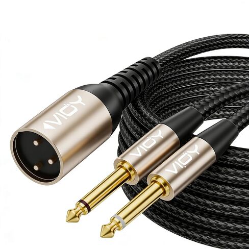 كابل VIOY XLR إلى كابل مزدوج 6.35 مم بطول 10 أقدام، سلك ميكروفون ذكر متوازن 1/4 TS إلى XLR ذكر للخلاطات ومكبرات الصوت والميكروفونات الديناميكية ومشغلات الأقراص المضغوطة والبيانو الإلكتروني وآلات الكاريوكي (XLR ذكر-2 * 1/4 TS ذكر) in Kuwait
