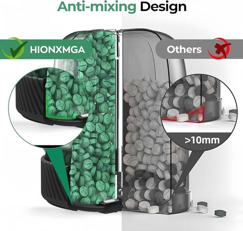 HIONXMGA Large Pill Dispenser with 7 Compartments, Portable Pill Bottle Organizer for Travel, Anti-Mix Supplement Organizer Easy Twist Wide-Opening, BPA-Free Pill Box Container with 20Pcs Labels,Black in Kuwait