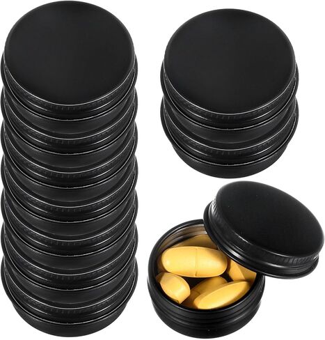 ElevateTech 5 Pcs Metal Pill Box Portable Pill Case Round Travel Pills Organizer Box Aluminium Alloy Pills Container for Purse Daily Medicines Storage Boxes to Hold Small Things (Black) in Saudi Arabia
