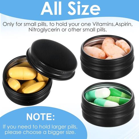 ElevateTech 5 Pcs Metal Pill Box Portable Pill Case Round Travel Pills Organizer Box Aluminium Alloy Pills Container for Purse Daily Medicines Storage Boxes to Hold Small Things (Black) in Saudi Arabia
