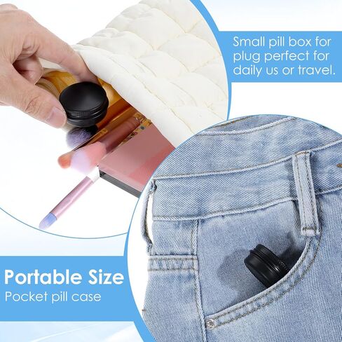 ElevateTech 5 Pcs Metal Pill Box Portable Pill Case Round Travel Pills Organizer Box Aluminium Alloy Pills Container for Purse Daily Medicines Storage Boxes to Hold Small Things (Black) in Saudi Arabia
