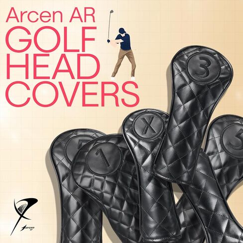 Golf Club Covers, 4pcs or 1pc PU Leather Golf Club Head Covers w/Carbon Fiber Look Paneling & Velour-Lined Interior, Golf Head Covers for Fairway Wood, Driver & Hybrid in Saudi Arabia