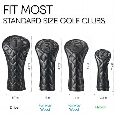 Golf Club Covers, 4pcs or 1pc PU Leather Golf Club Head Covers w/Carbon Fiber Look Paneling & Velour-Lined Interior, Golf Head Covers for Fairway Wood, Driver & Hybrid in Saudi Arabia