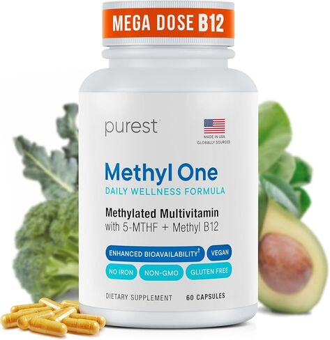 بيورست® فيتامينات ميثيلية متعددة للرجال والنساء | ميثيل ب12 1000 ميكروجرام، بيوتين، مركب ب مع 600 ميكروجرام فيتامين د، فيتامين ج، ه، أ، ميثيلفولات | الفيتامينات اليومية الميثيلات للطاقة والعافية in Kuwait
