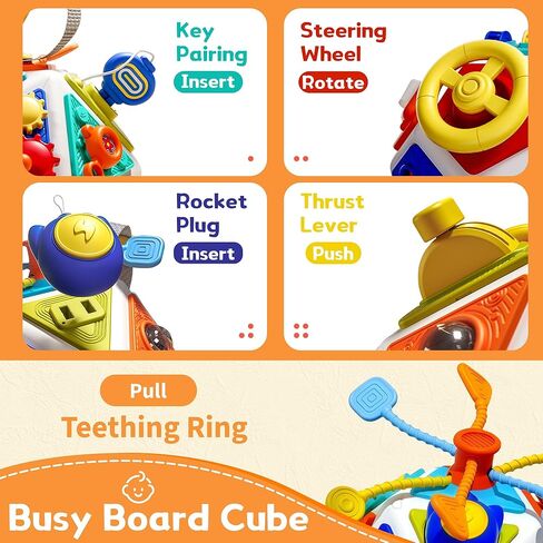 22-in-1 Baby Busy Board Activity Cube Toys, Montessori Toy for 1 Year Old Kid, Educational Sensory Travel Toy for Toddler 1-3, 1st Christmas Birthday Gifts for Infant 6-12 12-18 Months Boys Girls in Kuwait