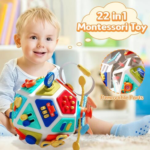 22-in-1 Baby Busy Board Activity Cube Toys, Montessori Toy for 1 Year Old Kid, Educational Sensory Travel Toy for Toddler 1-3, 1st Christmas Birthday Gifts for Infant 6-12 12-18 Months Boys Girls in Kuwait