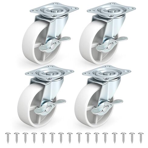 2 Inch Swivel Caster Wheels with Side Brake Set of 4 Polyurethane Plate Casters with Screws for Furniture Cart Cabinet Light Duty Use in Saudi Arabia