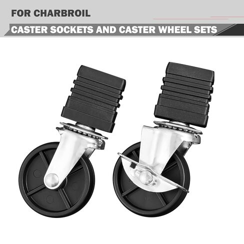 استبدال عجلات العجلات ذات المقبس لعجلات العجلات Charbroil G515-0082-W1 3 بوصات قفل عجلات الفرامل G408-0036-W1 1/2 بوصة إدراج المقبس الملولب الترمس كينمور شواء عجلة جذعية بديلة 4 عبوات in Kuwait