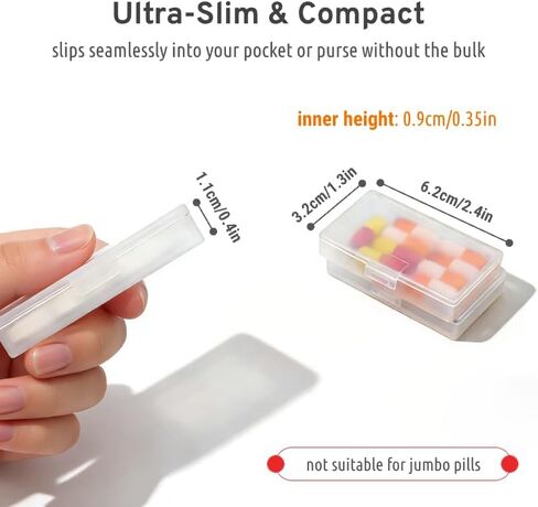 3pcs Transparent Slim Pill Cases, Small Compact Pill Organizer for Purse & Pocket, Very Thin and Lightweight Pill Box in Saudi Arabia
