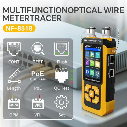 NOYAFA NF-8518 Network Cable Tester with Optical Power Meter, Ethernet Cable Tester, CAT6 Cable Tracker, VFL PoE QC Port Flicker, Length Testing, Fiber Optic Fault Locator, Telephone Line Tracker in Saudi Arabia
