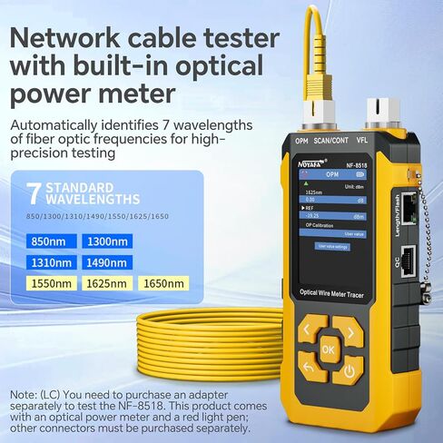 NOYAFA NF-8518 Network Cable Tester with Optical Power Meter, Ethernet Cable Tester, CAT6 Cable Tracker, VFL PoE QC Port Flicker, Length Testing, Fiber Optic Fault Locator, Telephone Line Tracker in Saudi Arabia