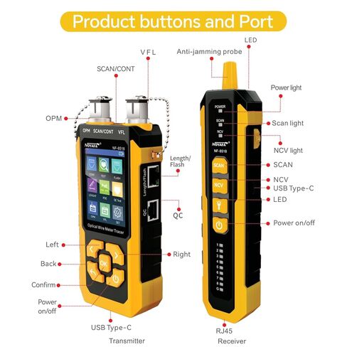 NOYAFA NF-8518 Network Cable Tester with Optical Power Meter, Ethernet Cable Tester, CAT6 Cable Tracker, VFL PoE QC Port Flicker, Length Testing, Fiber Optic Fault Locator, Telephone Line Tracker in Saudi Arabia