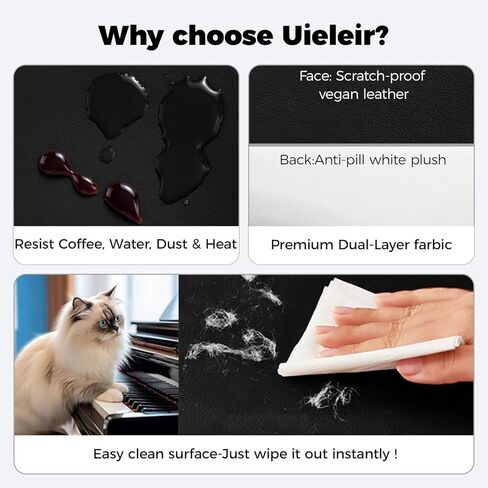 Universal Piano Keyboard Cover, Waterproof, Dustproof, Pet Hair Resistant, Thick Soft Premium Fabric, Easy-Clean Protector for Upright Piano, Digital/Electric Keyboard & Grand Piano (Black) in Saudi Arabia