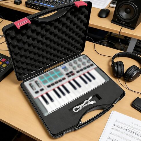 حافظة صلبة لجهاز Akai Professional MPK Mini IV، حافظة تخزين صلبة لوحدة التحكم بلوحة المفاتيح مزودة بمقبض مريح مع رغوة قابلة للتخصيص in Kuwait