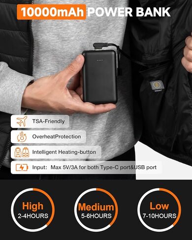 سترة دافئة للرجال، سترة تدفئة خفيفة الوزن للرجال للتزلج والتخييم والصيد، 17 منطقة تدفئة (الشاحن غير متضمن) in Kuwait