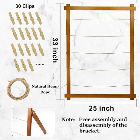 Freestanding Photo Display Board with Clips, Stable Tabletop Picture Frame Stand Holds 30+ Photos, Graduation Centerpiece Decorations 2026, Wooden Board for Photos, Artworks (White) in Saudi Arabia