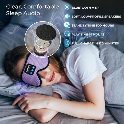 CozyPhones Bluetooth Sleep Mask Headphones for Adults – Wireless Sleep Headphones for Side Sleepers, Breathable Eye Mask for Travel, Meditation & Tinnitus Support - Black in Saudi Arabia