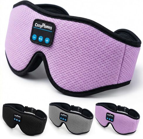 CozyPhones Bluetooth Sleep Mask Headphones for Adults – Wireless Sleep Headphones for Side Sleepers, Breathable Eye Mask for Travel, Meditation & Tinnitus Support - Black in Saudi Arabia
