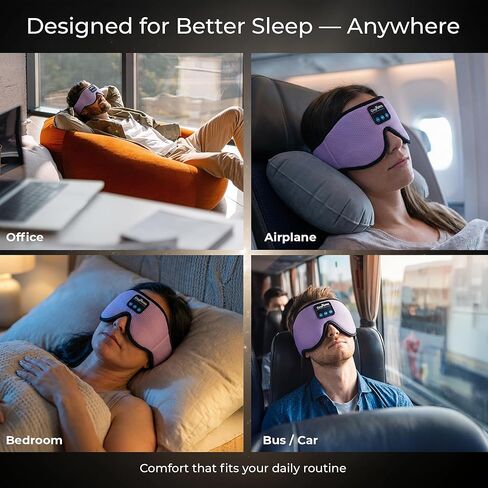CozyPhones Bluetooth Sleep Mask Headphones for Adults – Wireless Sleep Headphones for Side Sleepers, Breathable Eye Mask for Travel, Meditation & Tinnitus Support - Black in Saudi Arabia