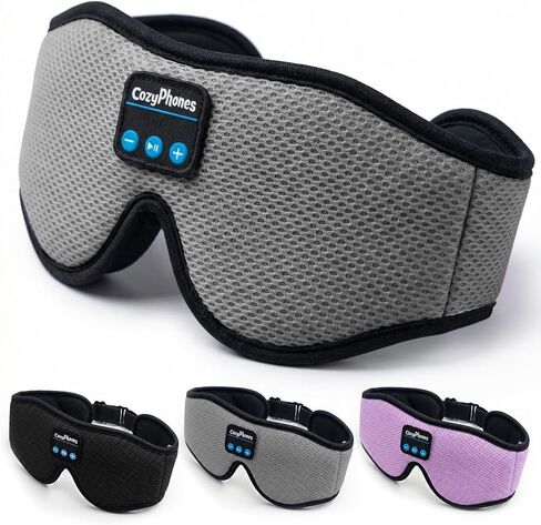 CozyPhones Bluetooth Sleep Mask Headphones for Adults – Wireless Sleep Headphones for Side Sleepers, Breathable Eye Mask for Travel, Meditation & Tinnitus Support - Black in Saudi Arabia