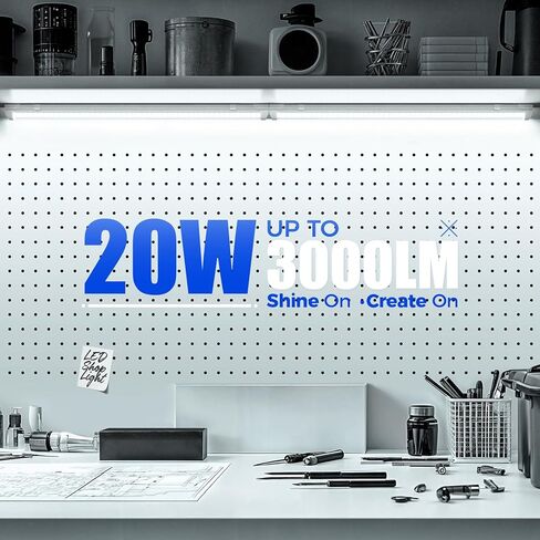 Barrina LED Shop Light 2FT, 20W 3000LM 6500K, T8 LED Light Fixture, Clear Cover, Ceiling and Utility Linkable Tube Lights for Room, Garage, Workbench, Warehouse, 2 Packs in Saudi Arabia