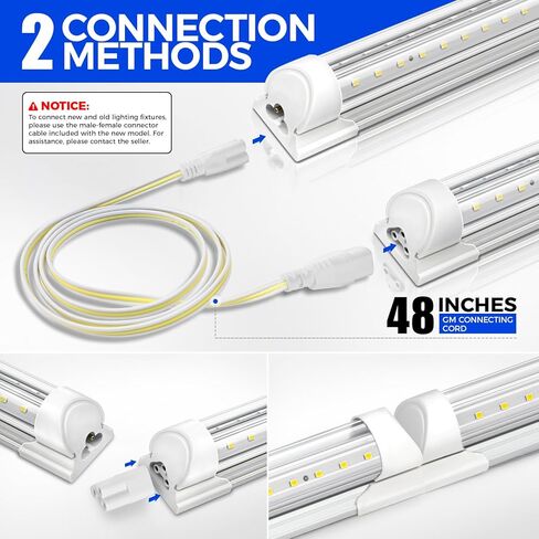 Barrina LED Shop Light 2FT, 20W 3000LM 6500K, T8 LED Light Fixture, Clear Cover, Ceiling and Utility Linkable Tube Lights for Room, Garage, Workbench, Warehouse, 2 Packs in Saudi Arabia