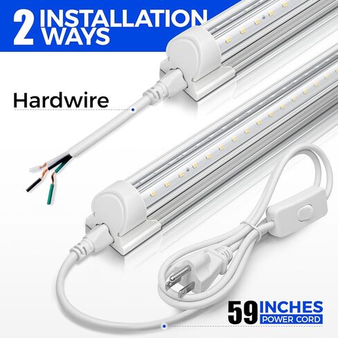 Barrina LED Shop Light 2FT, 20W 3000LM 6500K, T8 LED Light Fixture, Clear Cover, Ceiling and Utility Linkable Tube Lights for Room, Garage, Workbench, Warehouse, 2 Packs in Saudi Arabia