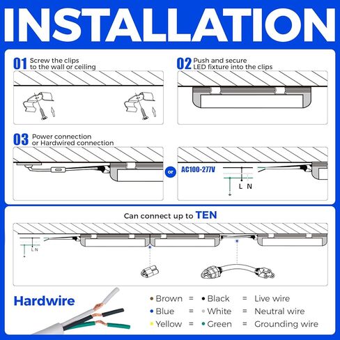 Barrina LED Shop Light 2FT, 20W 3000LM 6500K, T8 LED Light Fixture, Clear Cover, Ceiling and Utility Linkable Tube Lights for Room, Garage, Workbench, Warehouse, 2 Packs in Saudi Arabia