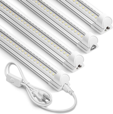 بارينا LED متجر ضوء 2FT، 20W 3000LM 6500K، T8 LED تركيبات الإضاءة، غطاء شفاف، السقف والمرافق أضواء أنبوبية قابلة للربط للغرفة، المرآب، منضدة العمل، مستودع، 2 حزم in Kuwait