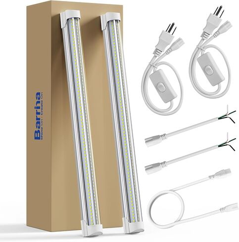 Barrina LED Shop Light 2FT, 20W 3000LM 6500K, T8 LED Light Fixture, Clear Cover, Ceiling and Utility Linkable Tube Lights for Room, Garage, Workbench, Warehouse, 2 Packs in Saudi Arabia