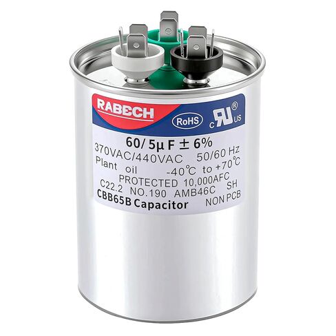 60/5uF 60/5MFD AC Capacitor CBB65B 60 5 uF MFD 60+5uF 370V/440V Round Dual Run Start A/C Capacitors ±6% for Air Conditioner in Kuwait