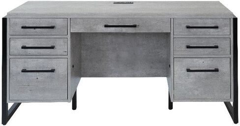 مكتب مكتب مصقول من الخشب الحديث، طاولة مكتب، Credenza مع أدراج، مجمعة بالكامل، رمادي خرساني in Kuwait