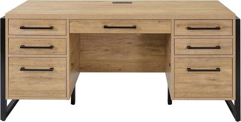 Modern Wood Laminate Office Desk, Office Table, Credenza with Drawers, Fully Assembled, Concrete Gray in Saudi Arabia