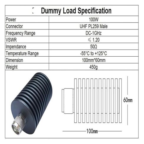 100W UHF PL259 Male Connector Coaxial Termination Dummy Load 1GHz 50Ω in Saudi Arabia